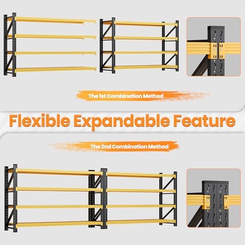71.3” Wide Heavy Duty Metal Garage Shelving, Adjustable Storage Shelf - Image 5