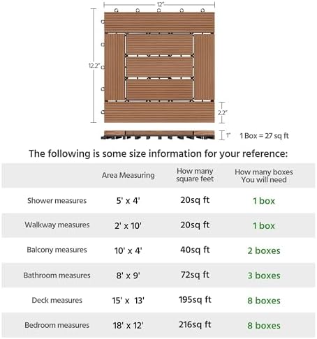 Topeakmart 27PCS Interlocking Deck Tiles 12x12 Patio Flooring - Image 3