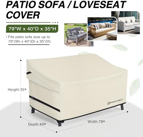 Porch Shield Waterproof Outdoor Sofa Cover 79W x 40D x 35H inch - Image 2