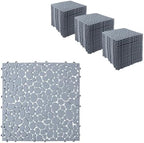 60 Pcs Floor Tiles, Pebble Pattern Plastic Interlocking Deck Tiles, Outdoor by Unknown