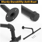 Industrial Pipe Clothes Rack Floating DIY Wall Mounted, Heavy Duty Rustic - Image 4