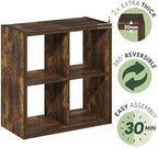 Furinno Cubicle 4-Cube Book Shelf, Extra Thick Frame Bookshelf, Amber Pine - Image 6