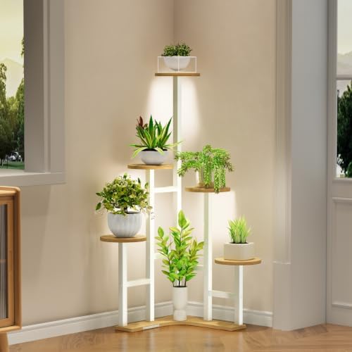 Corner Plant Stand Indoor with Grow Lights 6 Tiered Corner Plant Shelf by Yzosvki