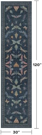 2'6"x10' Dark Blue Kitchen Runner Rug, Washable Non Slip Hallway Rug - Image 2