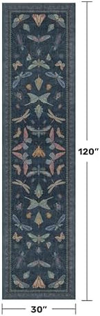 2'6"x10' Dark Blue Kitchen Runner Rug, Washable Non Slip Hallway Rug - Image 2