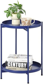 2-Tier Round End Side Table, Small Metal Side Table by MordchilHF