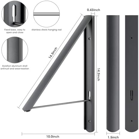 Foldable Clothes Drying Rack, Dark Gray - Image 4