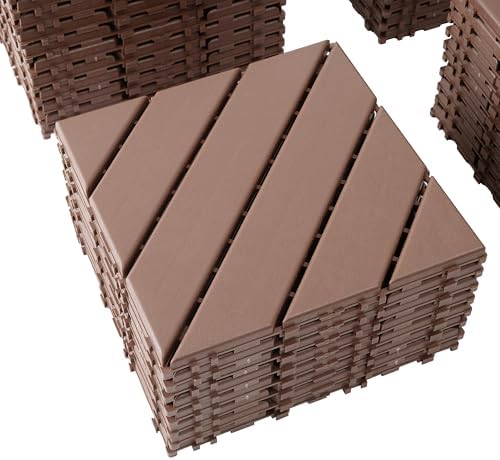 Plastic Interlocking Deck Tiles 12"x12" Waterproof Outdoor Patio Flooring PP - Image 3