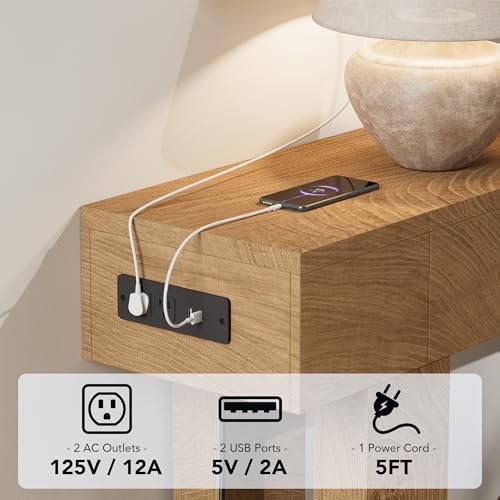 63 Inch Long Console Table w/Outlets & USB Ports, Narrow Rectangular Sofa Table - Image 4
