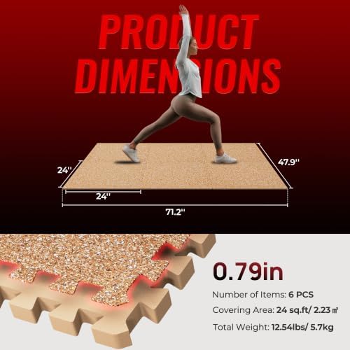 SUPERJARE 0.79'' Extra-Thick 6 Pcs 24 Sq Ft Exercise Equipment Mats - Image 5