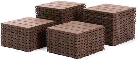 Plastic Interlocking Deck Tiles 12"x12" Waterproof Outdoor Patio Flooring PP - Image 7