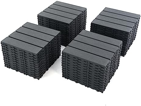 Plastic Interlocking Deck Tiles, 44 Pack Patio Deck Tiles, Patio Floor Decking by Fegherug