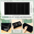 Juexica 4 Pcs Velvet Sunglass Trays 6 Grids Sunglasses Organizer - Image 2