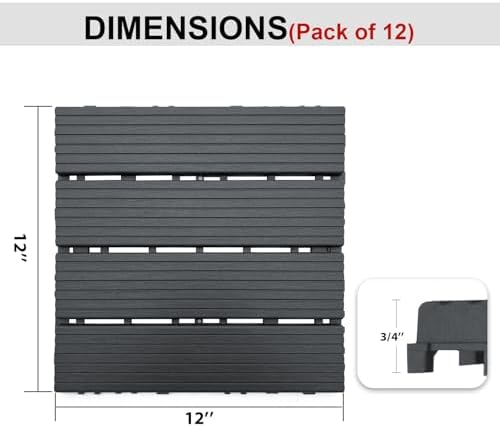 12 PCS Plastic Interlocking Patio Deck Tiles - Image 4