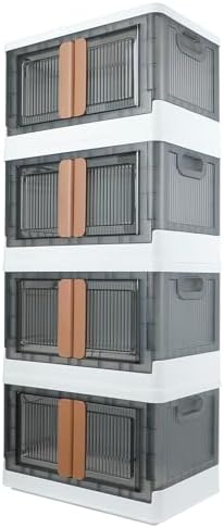 Storage Box, Plastic Cabinet, 8.4 Gallon Capacity, 4 Packs, Stackable by AssHMKITOfficial