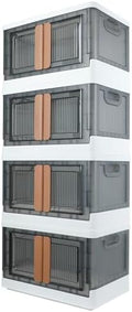 Storage Box, Plastic Cabinet, 8.4 Gallon Capacity, 4 Packs, Stackable by AssHMKITOfficial
