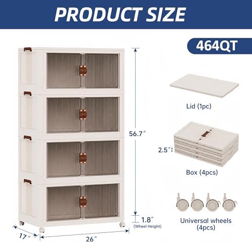 SAILUN 464Qt Stackable Storage Bins, Storage Cabinet a Lid - Image 6