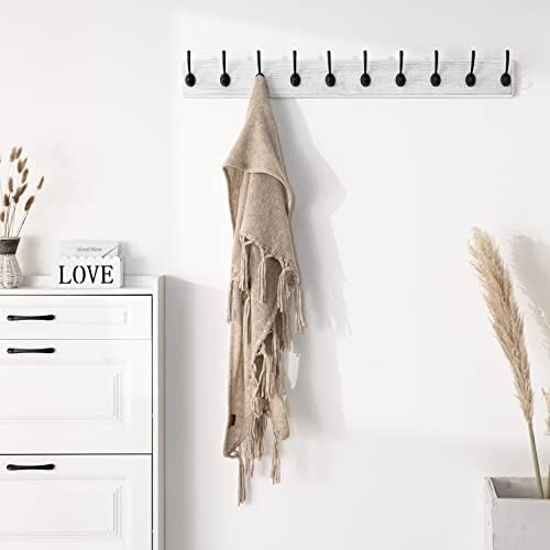 SKOLOO Rustic Wall Mounted Coat Rack, 10 Hooks, Solid Wood - Image 2