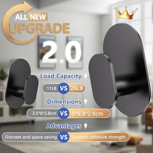 Aikzik Adhesive Hooks, 26LB Extra Strong Heavy Duty Wall Hooks - Image 2