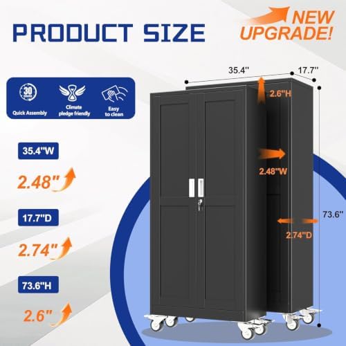GAIOUS 73.6” Tall Metal Garage Storage Cabinet - Image 3