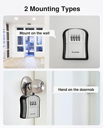 Puroma Key Lock Box Outdoor 4 Digit Code Combination Lockbox House, 2 Gray - Image 2