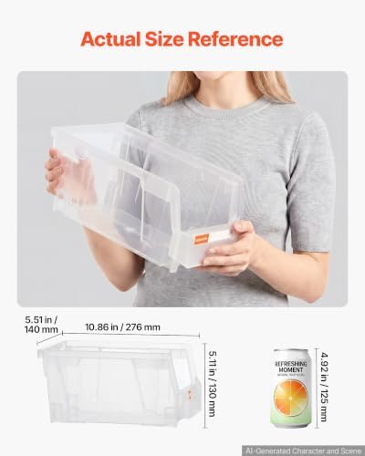 VEVOR Plastic Stackable Storage Bins, 10.9 x 5.5 x 5.1 inch, Plastic Containers - Image 2