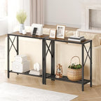 Tajsoon Console Table 28.3''L, 2 Tier Narrow Entryway Table Rustic Brown - Image 2