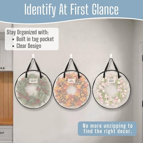 VENO 4 Pack Summer Wreath Storage Container, 24 Inch Clear Wreath Bag, - Image 5