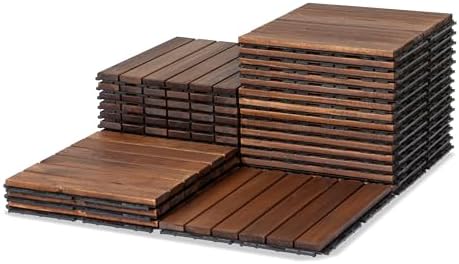 Acacia Interlocking Deck Tiles, 6 Slats by VICTORYRELAX