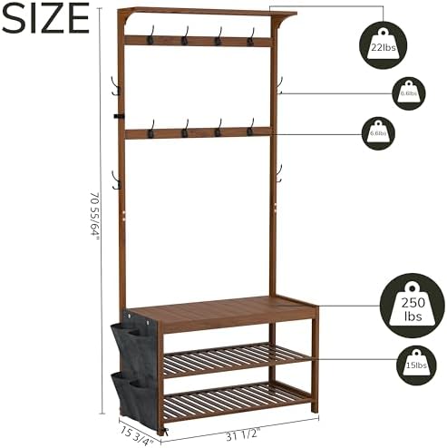 AMBIRD Hall Tree with bench and shoe storage, Entryway Bench with shoe storage - Image 2