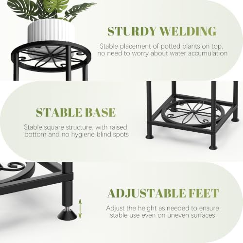 4 Tier Plant Stand Indoor Outdoor, Metal Shelf Holder Corner Black - Image 3