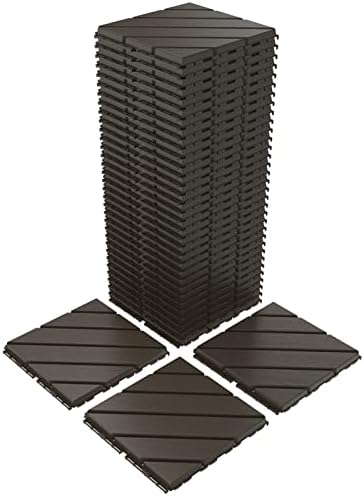 VANCASTLE Interlocking Deck Tiles 36 Pack Dark Coffee 12"x12" Patio Pavers by VANCASTLE