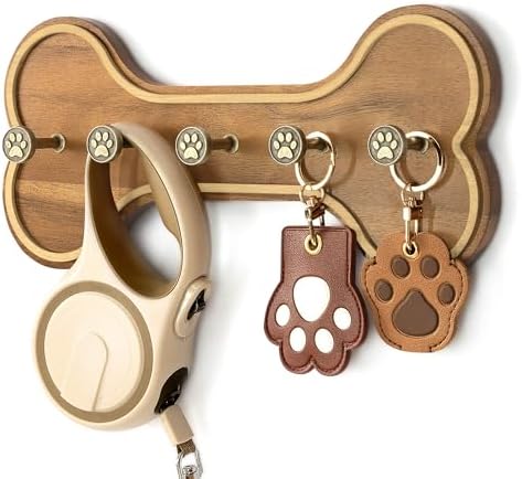 MTERSN Acacia Wood Dog Leash Holder Wall Mount by MTERSN