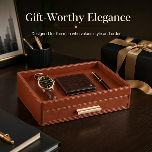 GORESE Leather Valet Tray with Drawer - Image 7