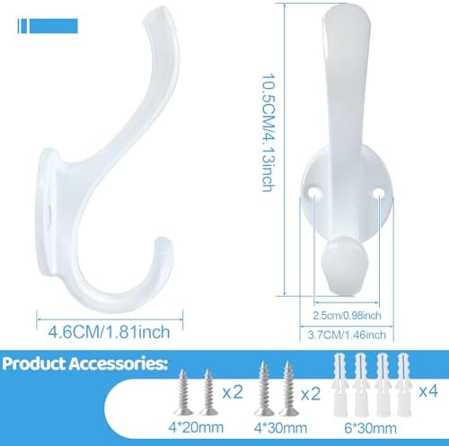 10 Pack Coat Hooks Wall Mount Heavy Duty Utility Retro Double Hooks - Image 3