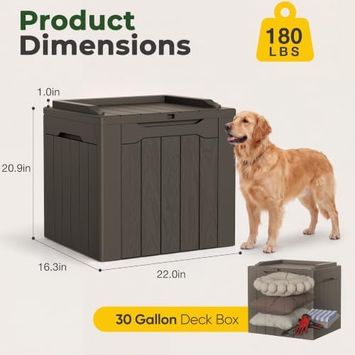 Flamaker Deck Box 31 Gallon Waterproof Resin Small Storage Box - Image 5
