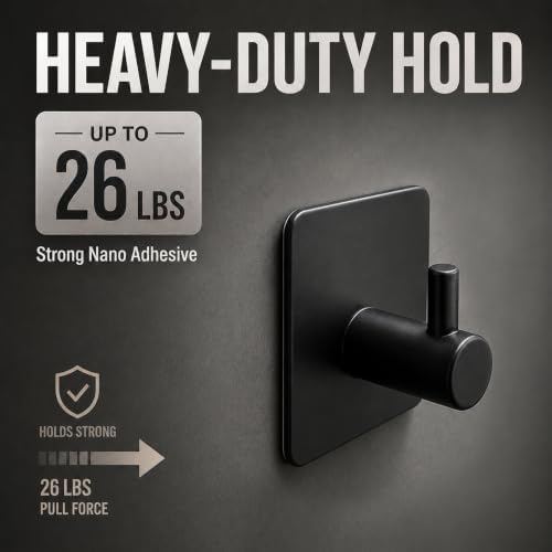 DELITON 4 Pack Adhesive Towel Hooks, Heavy Duty Stainless Steel No Drill - Image 2