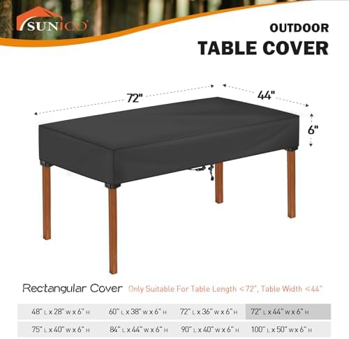 SUNICO Outdoor Table Covers Rectangle Waterproof - Image 2