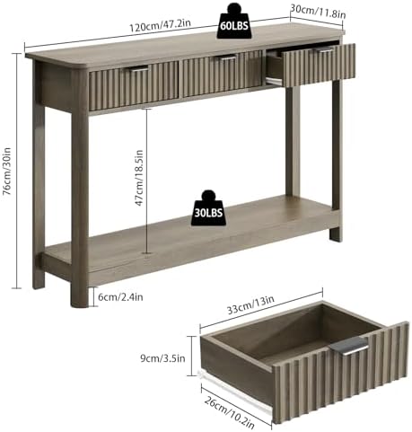 RUSTOWN Fluted Wood Console Table - Image 3