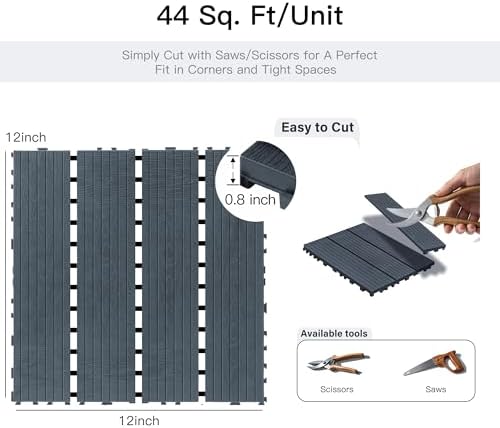 Interlocking Deck Tiles 44 Pack, Plastic Outdoor Deck Tiles - Image 2