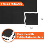 SUPERJARE 0.4'' Thick 6 Pcs 24 Sq Ft Rubber Top Exercise Equipment Mats - Image 5