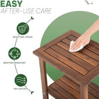 Acacia Wood Adirondack Side Table, 2-Tier Outdoor End Table - Image 5