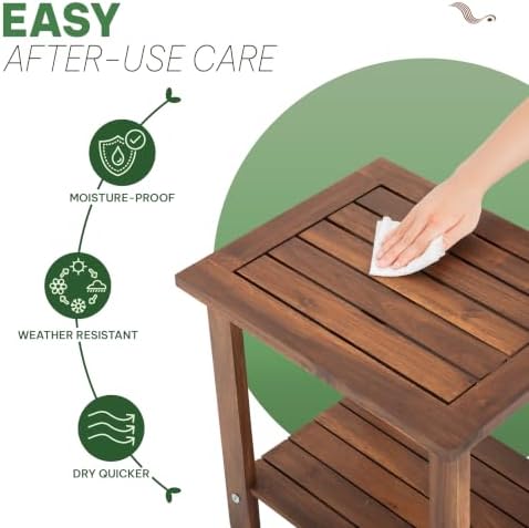 Acacia Wood Adirondack Side Table, 2-Tier Outdoor End Table - Image 5