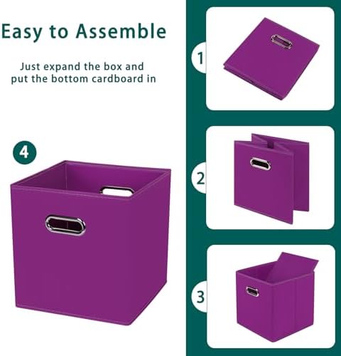 Black Foldable Storage Cubes Bins, Fabric Storage Box Cubes Organizer Baskets - Image 6