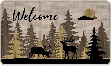 Woodland Deer Decorative Front Door Mat by Tailus
