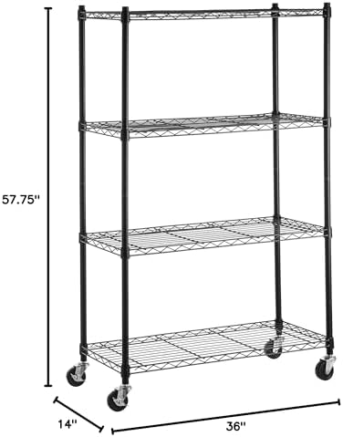 Amazon Basics 4-Shelf Heavy Duty Garage Shelving Storage Unit on 3" Wheel - Image 6
