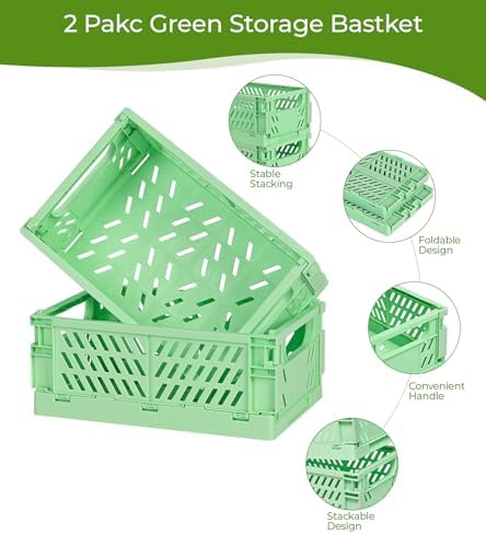 HUUSMOT 2-Pack Collapsible Plastic Storage Baskets, 9.8"x6.5"x3.8" - Image 2