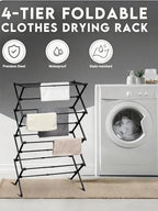 ZOES HOMEWARE 4-Tier Clothes Drying Rack, 4ft High Foldable Drying Rack Clothing - Image 2
