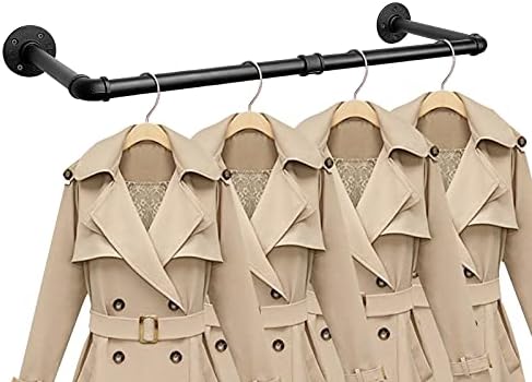 Industrial Iron Pipe Clothes Hanging Bar DIY Wall-Mounted Garment Rack Heavy by Jeasor