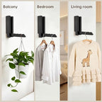 2 Pack Clothes Drying Rack Wall Mounted, Space Saver Wood Wall Mounted Folding - Image 5